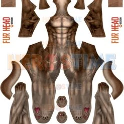 Realistic Vintage Husky Pattern BROWN Dog Pattern Costume No Mask