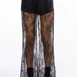 ALL OVER LACE HIGH WAIST WIDE LEG TROUSER -Highlight shop all over lace high waist wide leg trouser black 3 3