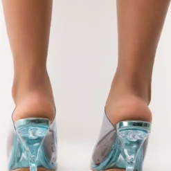 AZALEA WANG CROSS MY HEART STILETTO SANDAL IN BLUE -Highlight shop azalea wang cross my heart stiletto sandal in blue blue 4 4