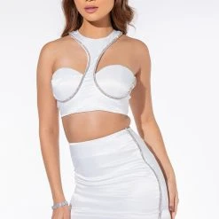 BADDIE SEASON SATIN RHINESTONE MINI SKIRT