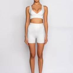 BASIC LUXE WHITE BIKER SHORT -Highlight shop basic luxe white biker short white 10 10
