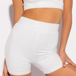 BASIC LUXE WHITE BIKER SHORT -Highlight shop basic luxe white biker short white 3 3