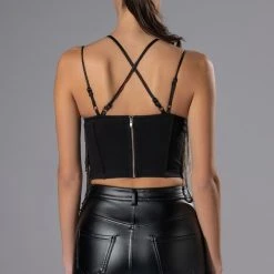 DRIPPIN RHINESTONE FRINGE CORSET -Highlight shop drippin rhinestone fringe corset black 6 6