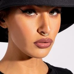 ESME FAUX SEPTUM RING SET -Highlight shop esme faux septum ring set gold 2 2 c1