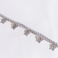 FLY HIGH RHINESTONE CZ ANKLET -Highlight shop fly high rhinestone cz anklet silver 3 3 c1