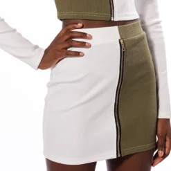 Highlight shop -Highlight shop half n half zipper skirt white multi 2 2