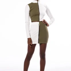HALF N HALF ZIPPER SKIRT -Highlight shop half n half zipper skirt white multi 4 4
