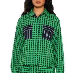 HATTIE CONTRAST BUTTON DOWN BLOUSE