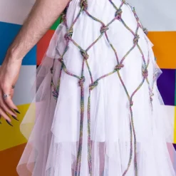 I AM ME CLYDE RAINBOW RHINESTONE CORD DENIM BELT -Highlight shop i am me clyde rainbow rhinestone cord denim belt medium blue denim 3 3