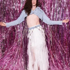 I AM ME CLYDE RAINBOW RHINESTONE CORD DENIM BELT -Highlight shop i am me clyde rainbow rhinestone cord denim belt medium blue denim 8 8