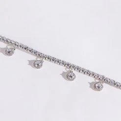 IN THE DETAILS RHINESTONE CZ ANKLET -Highlight shop in the details rhinestone cz anklet silver 3 3 c1