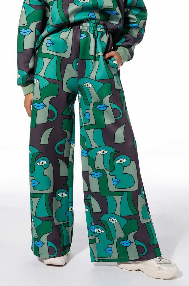 MEDUSA WIDE LEG SCUBA SWEATPANTS MEDUSA WIDE LEG SCUBA SWEATPANTS -Highlight shop medusa wide leg scuba sweatpants green multi 1 1