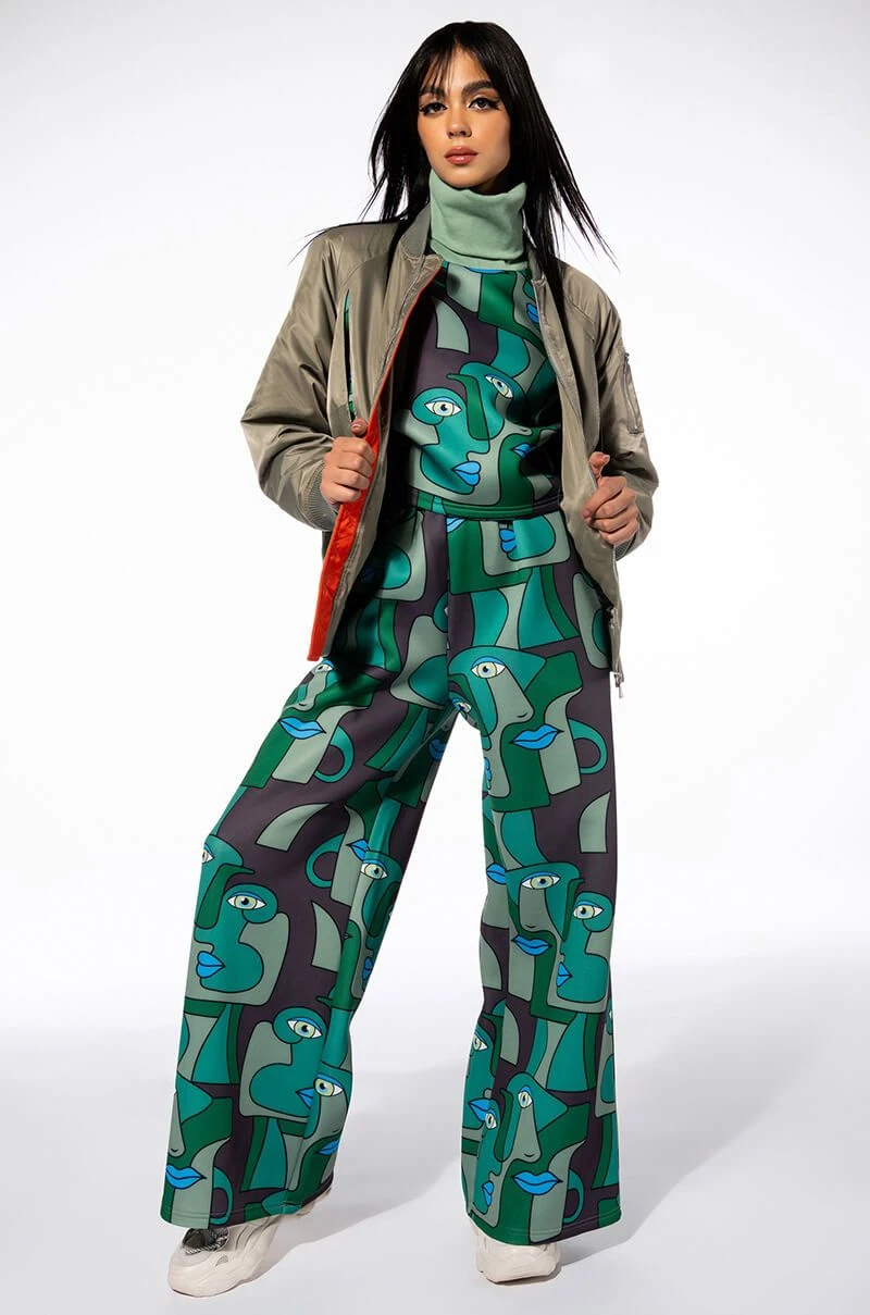 MEDUSA WIDE LEG SCUBA SWEATPANTS MEDUSA WIDE LEG SCUBA SWEATPANTS -Highlight shop medusa wide leg scuba sweatpants green multi 3 3