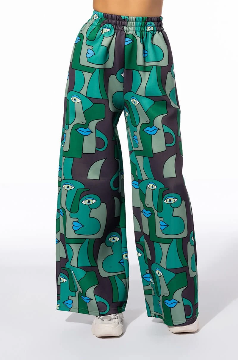 MEDUSA WIDE LEG SCUBA SWEATPANTS MEDUSA WIDE LEG SCUBA SWEATPANTS -Highlight shop medusa wide leg scuba sweatpants green multi 4 4