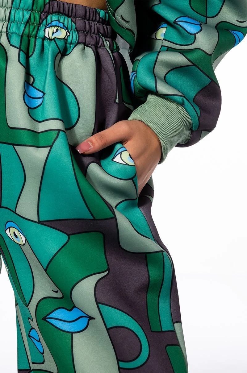 MEDUSA WIDE LEG SCUBA SWEATPANTS MEDUSA WIDE LEG SCUBA SWEATPANTS -Highlight shop medusa wide leg scuba sweatpants green multi 7 7