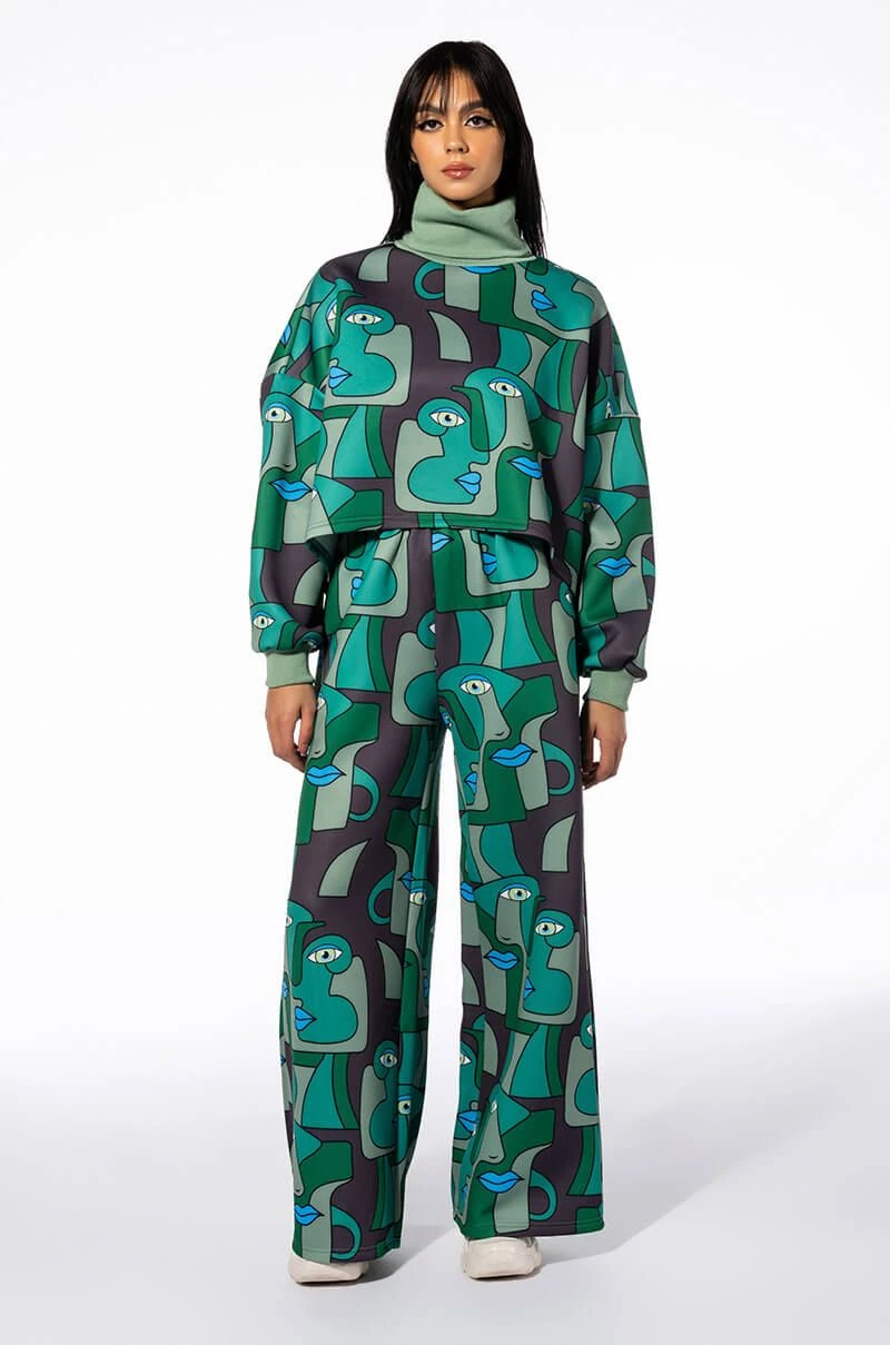 MEDUSA WIDE LEG SCUBA SWEATPANTS MEDUSA WIDE LEG SCUBA SWEATPANTS -Highlight shop medusa wide leg scuba sweatpants green multi 8 8