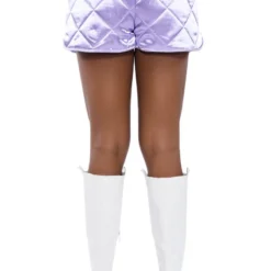 NO CAP QUILTED SATIN DOLPHIN SHORTS IN LILAC -Highlight shop no cap quilted satin dolphin shorts in lilac light purple 11 11