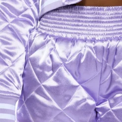 NO CAP QUILTED SATIN DOLPHIN SHORTS IN LILAC -Highlight shop no cap quilted satin dolphin shorts in lilac light purple 12 12