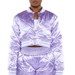 NO CAP QUILTED SATIN DOLPHIN SHORTS IN LILAC -Highlight shop no cap quilted satin dolphin shorts in lilac light purple 4 4