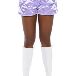 NO CAP QUILTED SATIN DOLPHIN SHORTS IN LILAC -Highlight shop no cap quilted satin dolphin shorts in lilac light purple 9 9