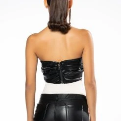 PIPE UP FAUX LEATHER CORSET -Highlight shop pipe up faux leather corset black 6 6