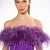 REGAL OFF THE SHOULDER FEATHER CORSET -Highlight shop regal off the shoulder feather corset purple 1 1 c1 c1 c1