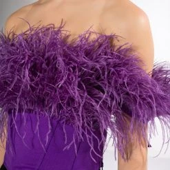 REGAL OFF THE SHOULDER FEATHER CORSET -Highlight shop regal off the shoulder feather corset purple 6 6 c1 c1 c1