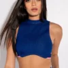 RUN IT UP CROPPED DENIM TOP -Highlight shop run it up cropped denim top dark blue denim 1 1